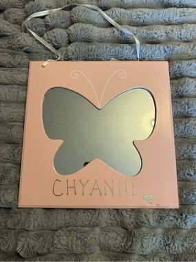 Personalized Pink Butterfly Wall Mirror - 12in x 12in